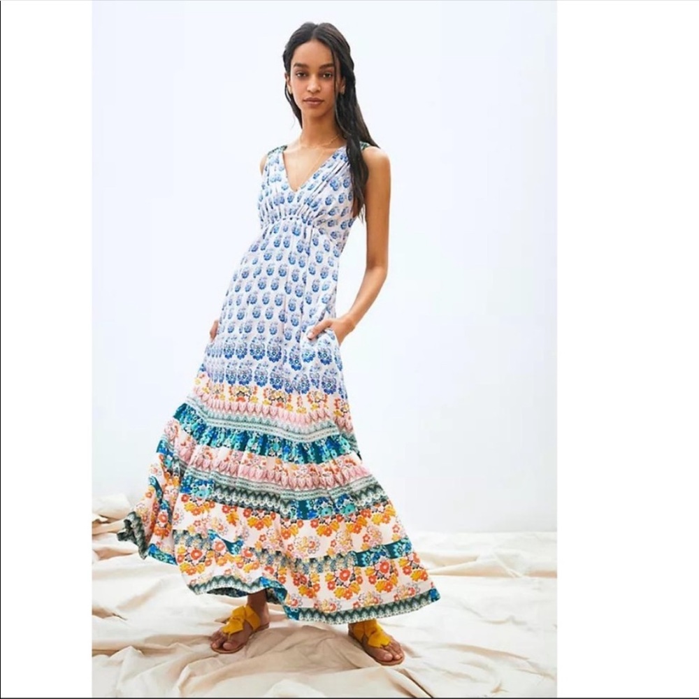Anthropologie Gathered Maxi Dress XS NWT